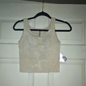 Women's Cream Ribbed Tank Top